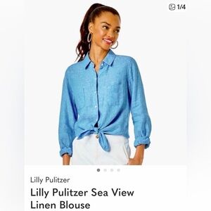 Lilly Pulitzer Sea view linen blouse size medium like new